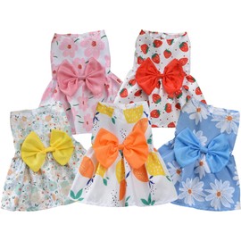 TAPBULL Dog Dresses, Fashionable Pet Dog Clothes, Cute Cat Birthday Dress Outfit (Orange/Red/Yellow/Blue/Pink 5-Pack), XX-Large