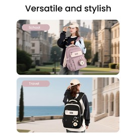 Makukke School Backpack Girls Waterproof School Bag Girls 5th Class 30L Storage Space School Bag Backpack School Casual Children's Backpack with Cute Pendant, blue