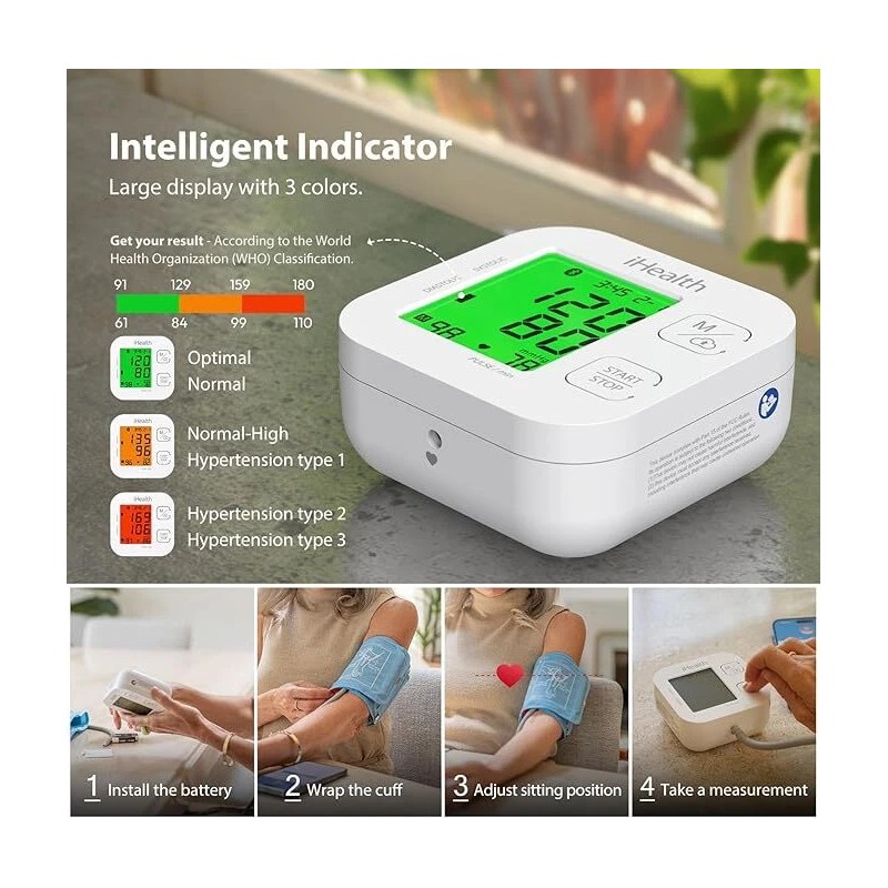 iHealth Track Smart Upper Arm Blood Pressure Monitor with Wide