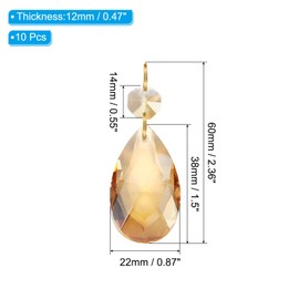 PATIKIL Teardrop Crystal Chandelier Pendants Beads, 10 Pack 60mm Length 38mm Chandelier Prisms Parts Ornaments Hanging Beads for DIY Arts Crafts Decoration, Electroplating Gold Tone