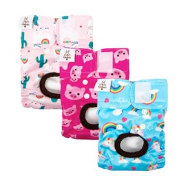 CuteBone Dog Diapers Female Washable Small Medium Large 3 Pack Reusable Doggie Diapers Puppy Period Pants for Doggy Heat Cycle Peeing D31M
