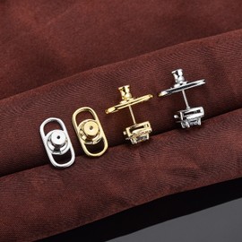 EBFDOH Earring Backs for Droopy Ears,4pcs Sturdy Double U Shape Earring Lifter Backs for Heavy Earrings Locking Earring Backing Replacements for Studs Large Backers for Stretch Earlobes,Mixed Color