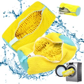 Shoe Washing Machine Bag Cleaning Bag for Washing Machine Shoe Cleaning Bag with Zipper Hook Shoe Washing Machine Bag Reusable and Durable(2pcs Yellow)