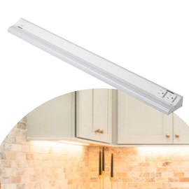 American Lighting 32-Inch LED Courant Undercabinet Light with Two Receptacles, 5CCT, White Finish, 120V AC, 20W, 1200 Lumens, CRI 90, 15 Amp, Ideal for Kitchen, Workspace, Retail Display, Under Shelve