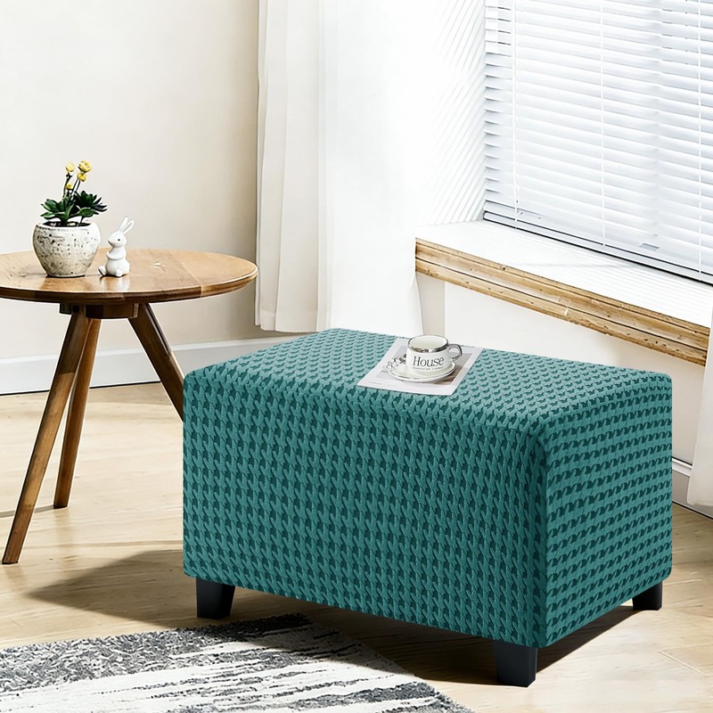 MAXIJIN Stretch Ottoman Cover Rectangular Ottoman Slipcovers for Footstool with