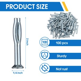 Tandefio 100 Pcs 1/4" x 2" Split Drive Flat Zinc Plated, Hammer in Concrete Nails for Applicable to Concrete and Cement Structures