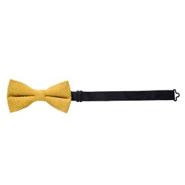 MASADA Mens Retro Corduroy Bow Tie Pre-tied Fully Adjustable Handmade with Hook Fastening - 12 x 6 cm, yellow