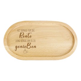 Retirement Gifts for Women Men, Wooden Tray with Engraving, Gifts for Retirement, Farewell Gift, Colleague, Retirement for Mum, Grandma, Girlfriend, Ellipse Tray for Breakfast, Coffee Cups