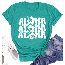 Hawaiian Shirts for Women Aloha Flower Shirt Ohana Means Family Tee Summer Beach Hawaii Trip Shirt