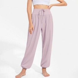 4-Color Women's Harem Pants with Elastic Waistband for Pilates Yoga Pants Violet Blue/M