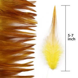 Feathers for Crafting,240pcs 5-7inch Yellow Craft Rooster Feathers,Saddle Hackle Feather,Bulk Feathers for Wedding Home Party,Dream Catcher Supplies and DIY Crafts