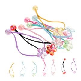 minkissy 14 Pcs Flower Hair Bands for Adjustable Elastic Hair Ties with Sparkling Bead Decoration for Boy Girl Durable Ponytail Holders