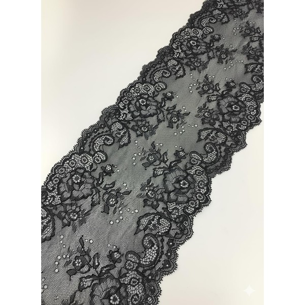 7.5 inch X 15 feet Elastic Stretchy Lace Fabric Ribbon