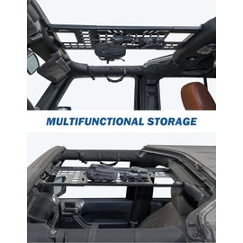 JOYTUTUS Overhead Molle Panel Compatible with Wrangler JK 2007-2018 (Only for Hard Top), Wrangler Cargo Roof Rack Storage, No Drilling