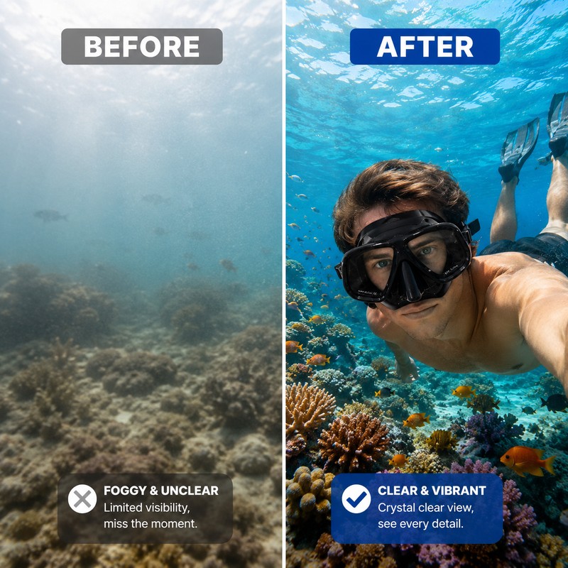 Two-Window Snorkel Diving Mask for Adults – Wide View Anti-Fog