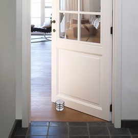 QIXIAOTOUQI 2 Pack Stainless Steel Door Stoppers, 1.25KG Weighted Heavy Duty Chrome Door Stopper for Floor, Dome Rubber Bumper Weighted Door Stop Protective Buffer Rings - Door Stops Chrome