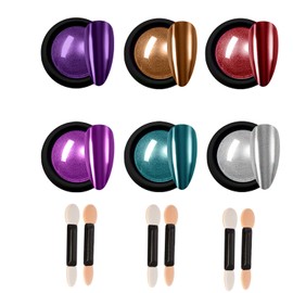 Gadcrystal Chrome Nails Powder,6Colors Aurora Nail Powder Mirror Luster Charm Effect Chrome Nail Powder Kit,fairy chrome powder nails,chrome powder for gel nails,Chrome Powder for Acrylic Nails