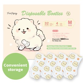 Furrtripsy Disposable Dog Booties for Dog Cats,32Pcs Pet Booties Waterproof and Breathable with Adjustable Bandage,Paw Socks Protector for Small Medium Large Dogs(M,Paw Width:1.78~2.56in)