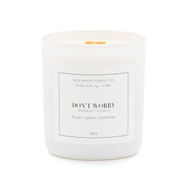 Jack Baker Candle Co. Don't Worry Candle, Made with Soy Wax and Essential Oils, Dry Gin & Vypress & Chardonnay Fragrance, 16 oz.