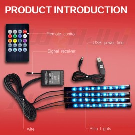CHUSYYRAY 4pc Motorcycle Under Glow Light 36 LED Remote control Multi-Color Neon Strip Kit