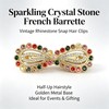 Sparkling Crystal Stone French Barrette，Vintage Rhinestone Snap Hair Clips