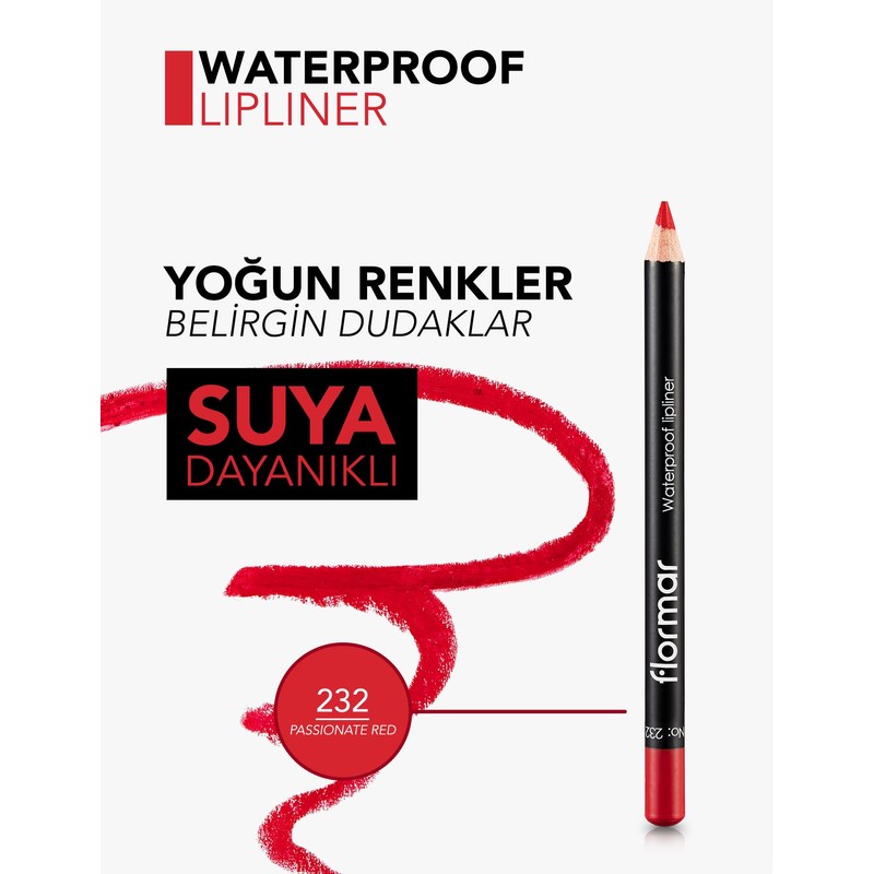 flormar Women's Waterproof Lip Liner (232 Passionate Red)