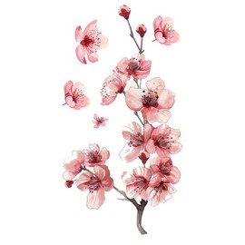 3 PCS Red Cherry Blossom Car Decal Sticker, Sakura Red Blossom Flower Design Vinyl Sticker, for Window, Bumper, Mirror, Hard case, Floral Flower Waterproof Decoration (1)
