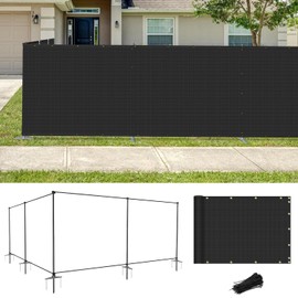 Coarbor 6'Hx2'W Iron Poles Privacy Fence Metal Fence Covering Privacy Fence Screen with Zipties and Base Anchor for Outside Garden Backyard Dog Kennel Chicken Pool, Black