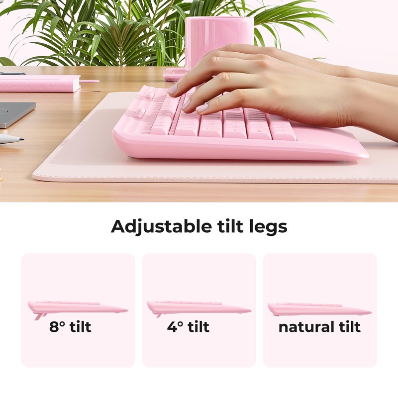KOPJIPPOM Wireless Keyboard and Mouse Set with Quiet Keys, 2.4G