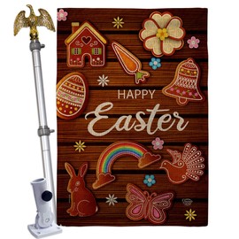 Ornament Collection Chocolate Easter Burlap House Flag Eagle Set Spring Happy Bunny Egg Christian Season Springtime Holiday Decoration Banner Small Garden Yard Gift Double-Sided, Made in USA
