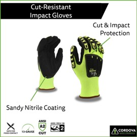 Cordova 7735 Impact Gloves, Padded Nitrile Coating for Extra Grip, Reinforced Thumb, High-Visibility Work Gloves with Impact Protection, Flexible and Comfy, Heavy-Duty, 3X-Large