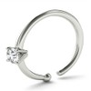 JewelMore 0.02ct Diamond Nose Ring Hoop - 14K White Gold