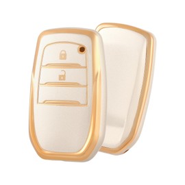 OFF WE GO Key Shell TPU Car Key Cover Key Case Compatible with New Toyota Prius Harrier Corolla Corolla Sport GR Yaris etc. Roadster New Toyota Compatible Smart Key Case, 2 Buttons, Gold