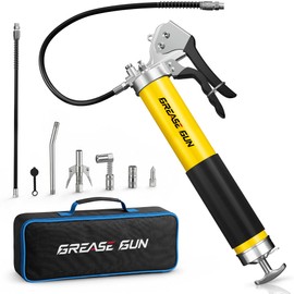 OFISPEED Pneumatic Grease Gun Kit,10000 PSI Heavy Duty Pistol Grip Grease Gun with 14 oz Capacity, 2×18 Inch Resin Flex Hoses, 4 Versatle Couplers & Extension Rigid Pipe, Ideal for Automotive, Marine