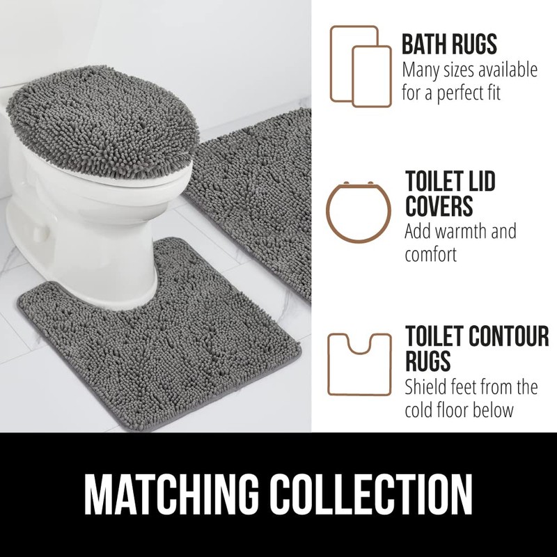 GORILLA GRIP Bath Rug Mat, Thick Soft Absorbent Chenille, Quick
