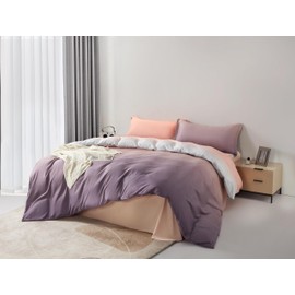 SAPHREAS Purple Pink Gradient Duvet Cover Set-Soft&Comfortable King Size Duvet Cover Set for All Season,3 Pieces 1 Duvet Cover and 2 Pillow Shams,with Zipper