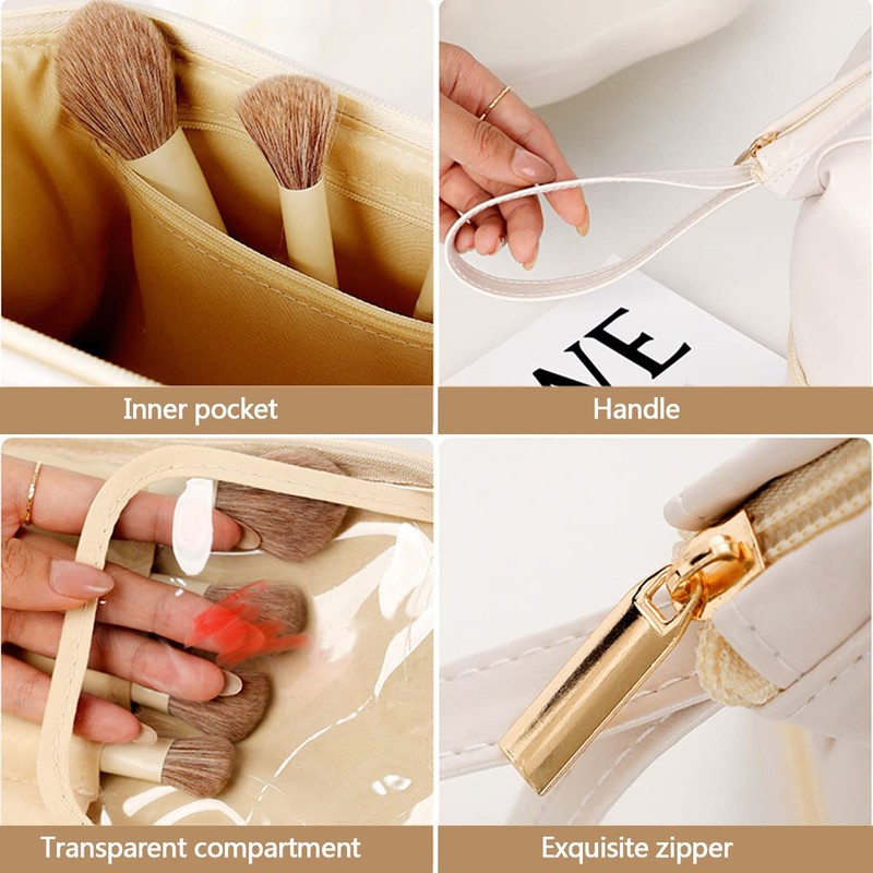 jioko Large Makeup Bag Travel Essentials, Cosmetic Travel Bags, Leather