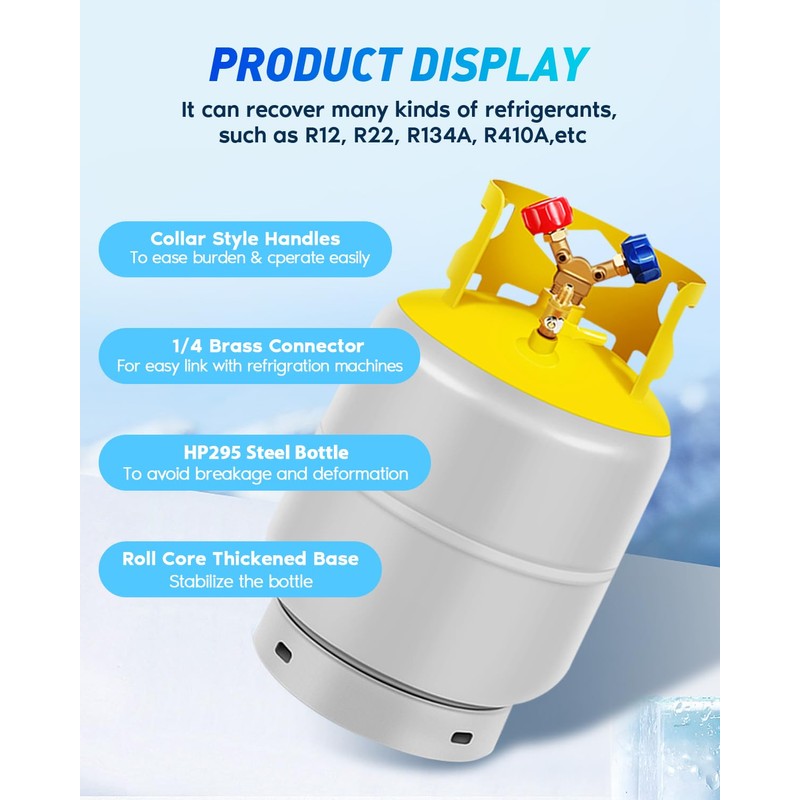 FAHKNS Recovery Tank, Reusable Cylinder Can 30 lb HVAC Tank