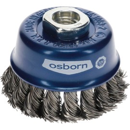 Osborn 2608151 Cup Brush M14 Knotted of Steel Wire, 0 V, Silver/Blue