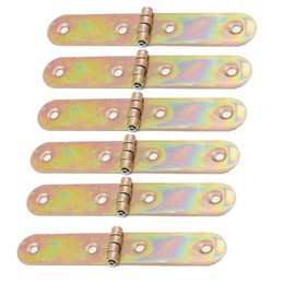 6Pcs Folding Flip Hinges, Metal Strap Hinges Long Table Hinges Colorful Plated Flip Lid Welding Hinges Counter Flap Backflap Hinges for Folding Table, Door, Cabinet, Wardrobe (21mm*120mm)