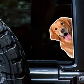 3D Dog in The Window Car Sticker Funny Dog Decal Cute Car Vinyl Graphics Funny Animal Decal Sticker Car Truck SUV (Golden Retriever)