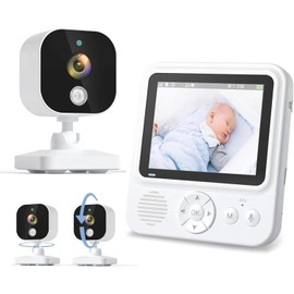 ZAIDER Baby Monitor with Monitor, Surveillance Camera, Pet Camera, VOX Energy Saving & Two-Way Calling, 360° Rotation, Baby Sensor, Temperature Alarm, 720P, Night Vision, Ultra Wide Angle, Lullaby Song, Zoom, No Wi-Fi Required, Rechargeable, Long Continu