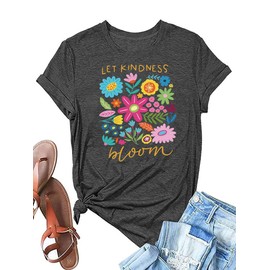 Womens Vintage Flowers Shirts Let Kindness Bloom Be Kind Floral Wildflowers Graphic Tee Casual Short Sleeve Tops