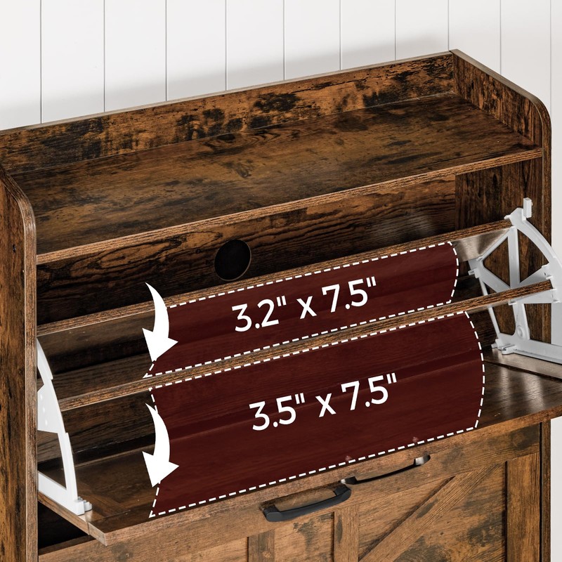 MAHANCRIS Shoe Storage Cabinet, Shoe Organizer with 2 Flip Drawers,
