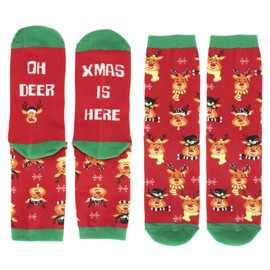 CHEERYMAGIC Women Christmas Socks Thermal Socks Novelty Cartoon Socks Mini Crew Socks Funny Socks Reindeer Xmas Stocking Filler Gifts for Her Girls Christmas Party Supplies A8MLZMW