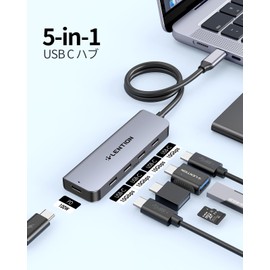 LENTION USB C Hub, 4 x USB 3.2 Gen 2 (USB-C Type), 10 Gbps, High Speed Data Transfer, 100 W, PD Power Supply, Does Not Support Video Output**Type-C Extension, Multiple USB C Only Expansion, Compatible