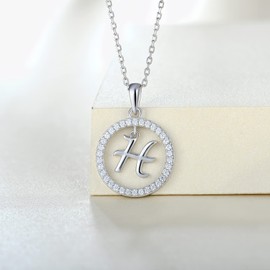 Starnny Letter Chain Women's 925 Silver Initial Alphabet Letter Charm A-Z Chain Necklace Pendant with 3A Cubic Zirconia Gift for Women, Sterling Silver, Cubic Zirconia