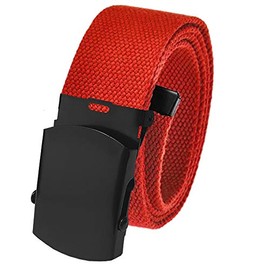 Build A Belt Classic Black Slider 1.5" Wide Buckle with Canvas Web Belt (Mens Small Red)