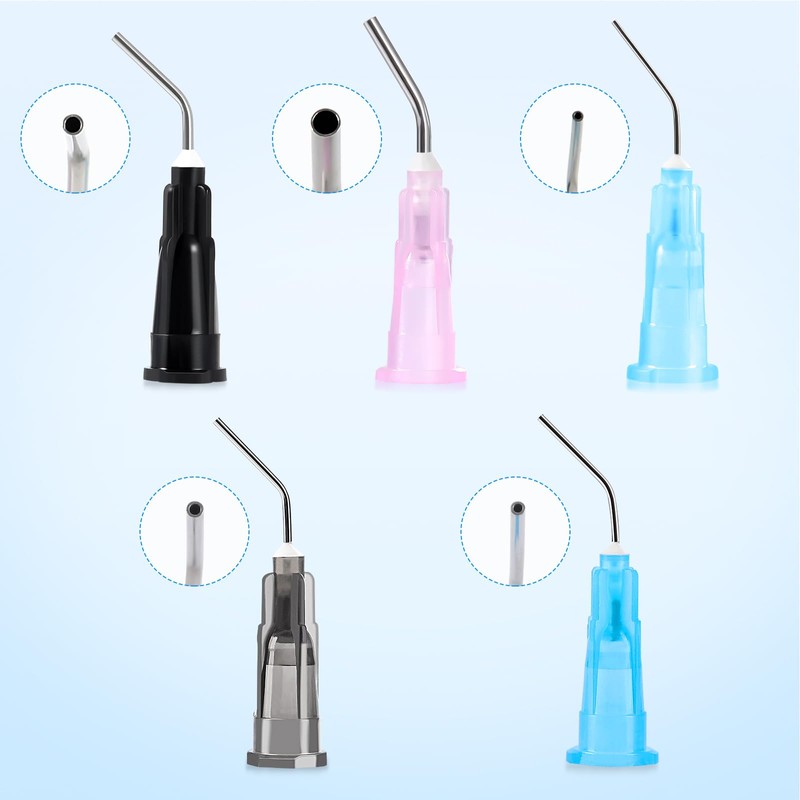 JMU 100Pcs Bent Dispensing Tips 23G, Blunt Tip Dispensing Needle,