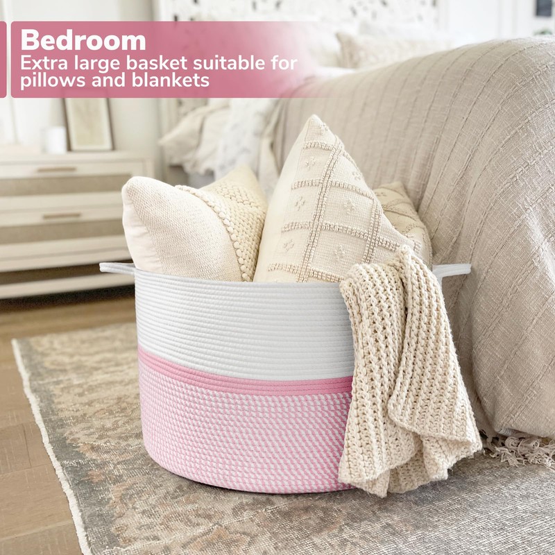 CHICVITA Extra Large Cotton Rope Woven Basket, XXL Throw Blanket